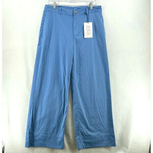 Symbol Pants Womens Sz M Light Blue Wide Leg Highrise Cropped Slash Pocket Relax